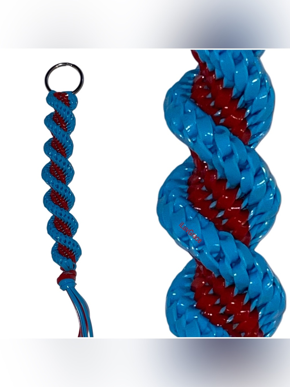 Handmade Keychain ~ Light Blue & Red ~ Number 1